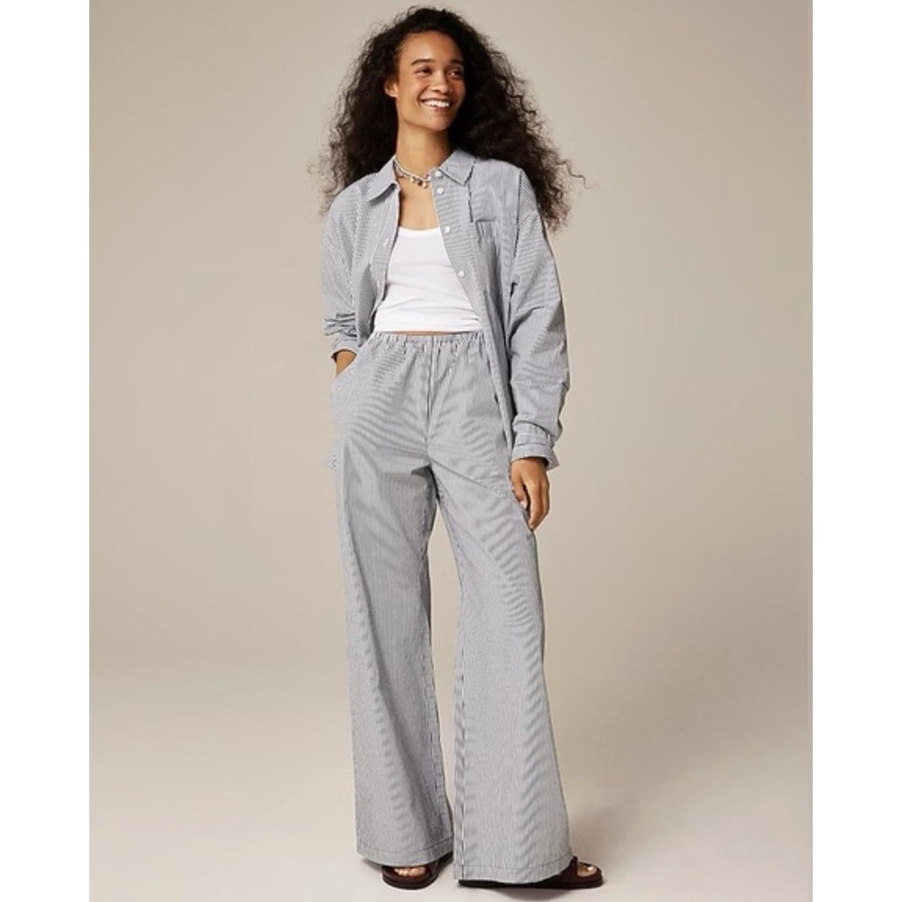 J. Crew Light Gray Pinstripe Wide Leg Pants